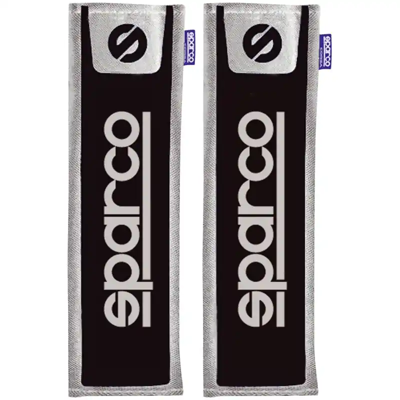 Outlet - Sparco Gordelhoezen - Zwart/Grijs + Logo - 2 stuks